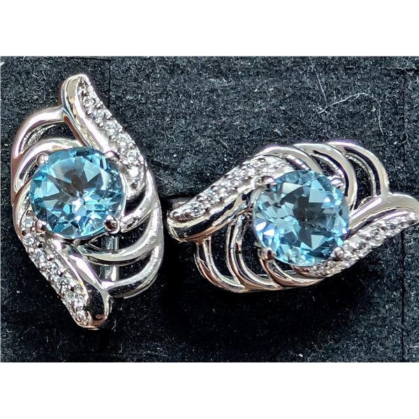 SILVER(4.01G), BLUE TOPAZ (2CT) EARRING, SUGGESTED RETAIL VALUE $240