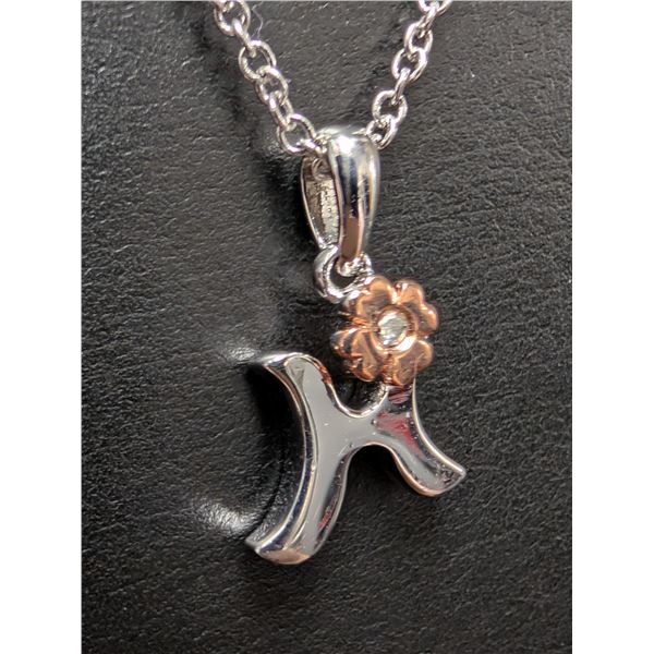 SILVER(2.31G), GENUINE DIAMOND (0.01CT) NECKLACE 15-16"