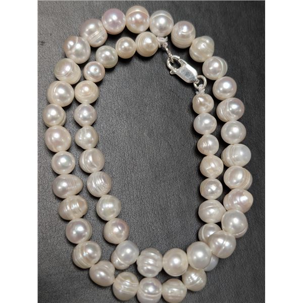 SILVER FRESH WATER PEARL NECKLACE 14"