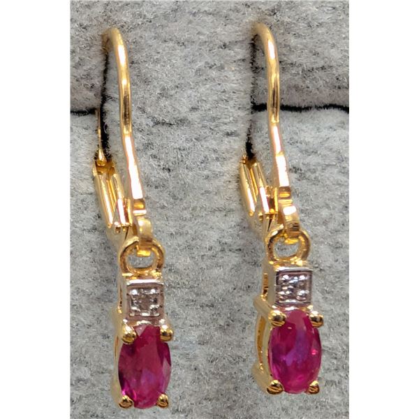SILVER(1.74G), CREATED RUBY (APP 0.4CT) EARRINGS