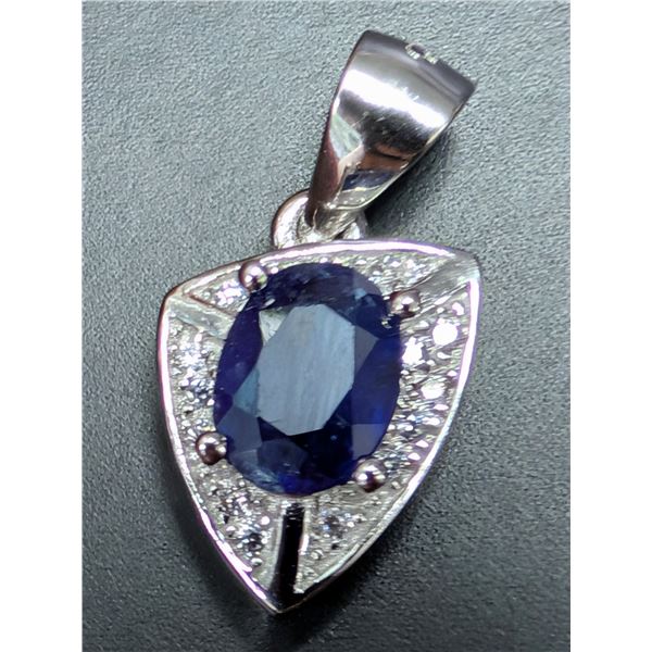 SILVER(1.74G), SAPPHIRE (1CT) PENDANT