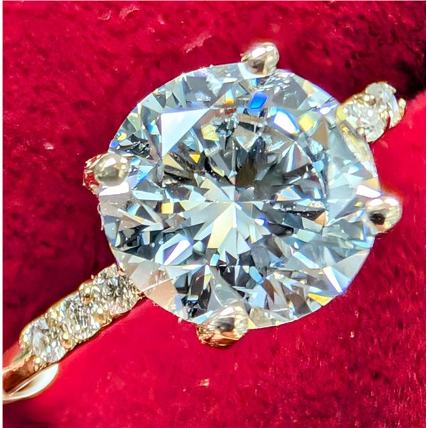 10K(2.09G),  LAB DIAMOND (2.1CT), MOISSANITE (0.06CT) RING (SIZE 5.75) APPRAISED INSURANCE VALUE ...