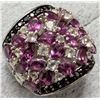 Image 1 : SILVER(11G),  GENUINE GRAPE GARNET  (APP 4.4CT), WHITE TOPAZ (1.2CT) RING, SUGGESTED RETAIL VALUE...