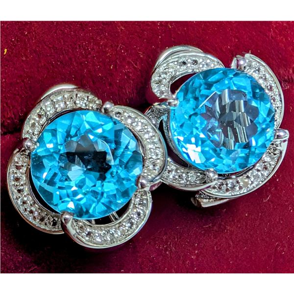 SILVER(4.4G),  BLUE TOPAZ  (APP 6CT) EARRING, SUGGESTED RETAIL VALUE $260