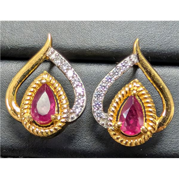 SILVER(2.3G),  GENUINE RUBY (APP 0.6CT) EARRING, SUGGESTED RETAIL VALUE $200