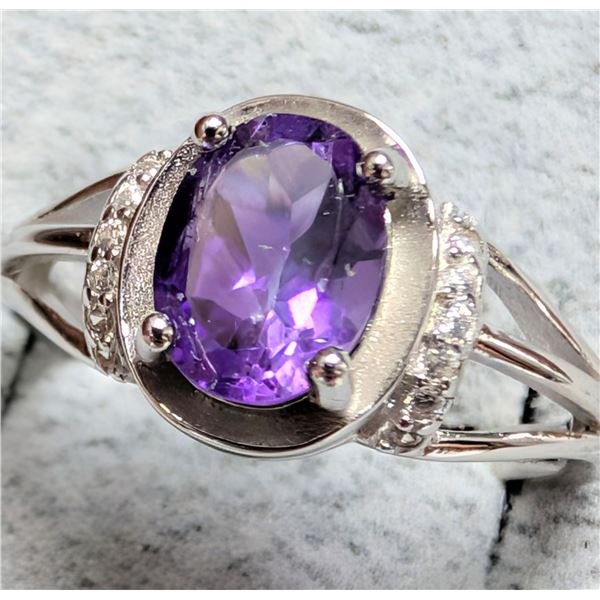 SILVER(2.64G),  AMETHYST (1.5CT) RING, SUGGESTED RETAIL VALUE $200