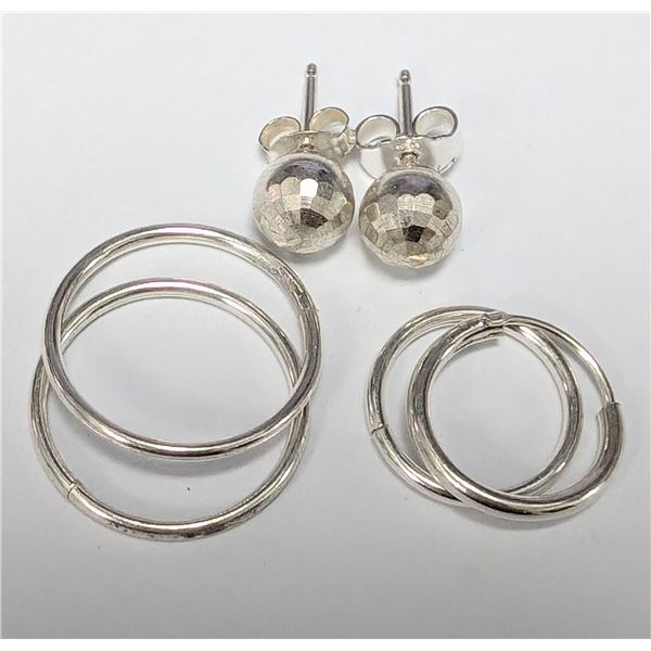 SILVER 3 PARIS OF EARRING SET
