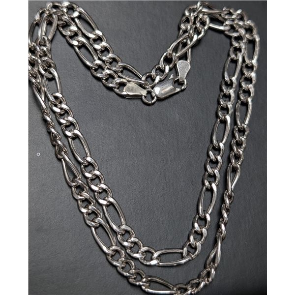 SILVER(8.68G),  RHODIUM PLATED HOLLOW ITALY CHAIN 20"