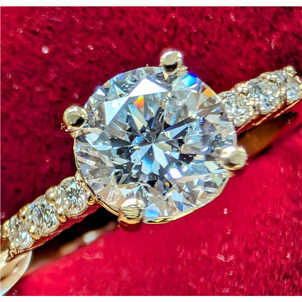 10K(1.77G), LAB DIAMOND (1.1+0.08CT)RING, SIZE 6, APPRAISED INSURANCE VALUE $2100