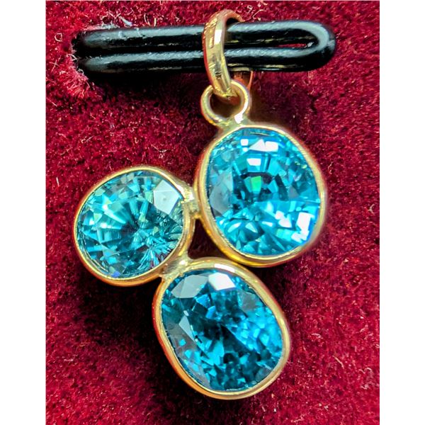 10K(1.21G), NATURAL BLUE ZIRCON (4.9CT) PENDANT, APPRAISED INSURANCE VALUE $1000