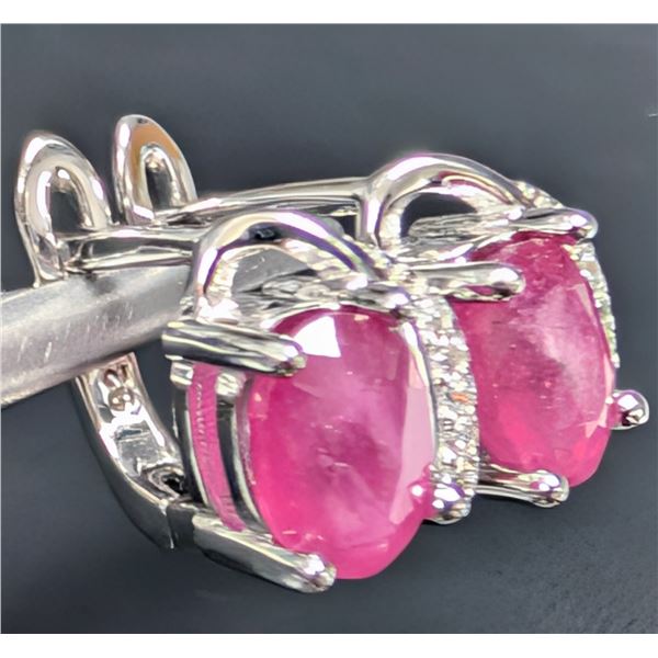 SILVER(2.92G), GENUINE RUBY (2CT) EARRINGS, SUGGESTED RETAIL VALUE $240