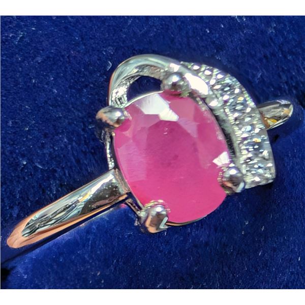 SILVER(2.61G), GENUINE RUBY (1CT)RING SUGGESTED RETAIL VALUE $200