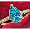 Image 1 : 10K(1.44G), LAB BLUE DIAMOND (0.75+0.06CT) RING (SIZE 6)  *CRACK IN THE GEM