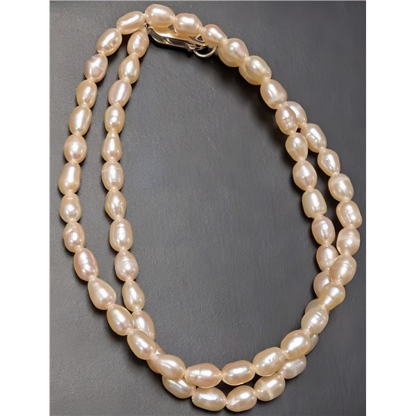 SILVER FRESH WATER PEARL NECKLACE 14", SUGGESTED RETAIL VALUE $240