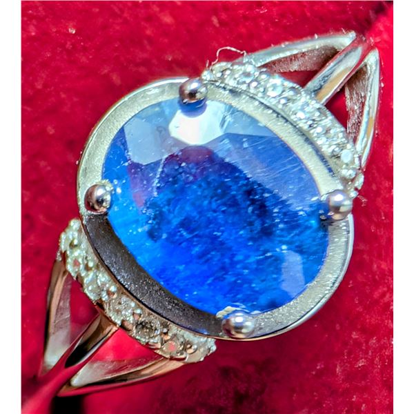 SILVER(2.65G), GENUINE BLUE SAPPHIRE (2.65CT) RING, SUGGESTED RETAIL VALUE $240
