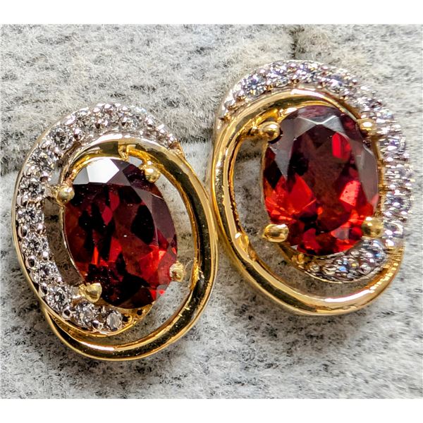 SILVER(2.15G), NATURAL GARNET EARRINGS, SUGGESTED RETAIL VALUE $200