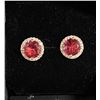 Image 1 : *NEW* 18K GOLD PLATED LAB-CREATED RUBY STUD EARRINGS: 2 CT EACH