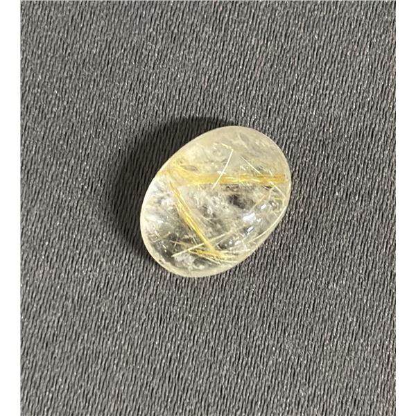 6.2 CT OVAL CABOCHON CUT NATURAL GOLDEN RUTILE QUARTZ: 10.1MM X 13.5MM
