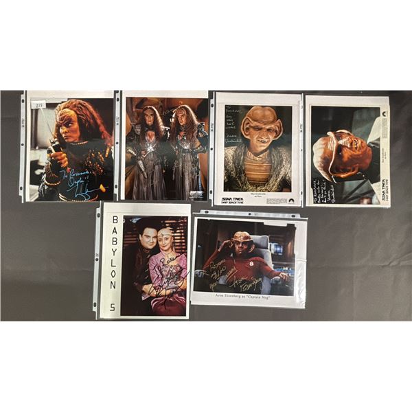 (6) ASSORTED STAR TREK & BABYLON 5 AUTOGRAPHED 8" X 10" PHOTOS