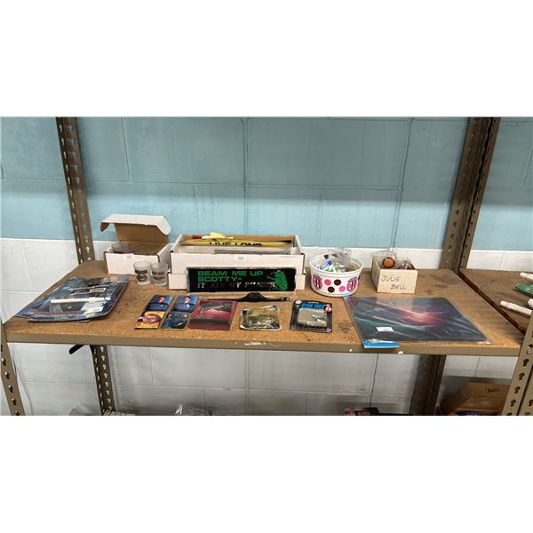 SHELF OF ASSORTED STAR TREK COLLECTIBLES