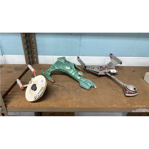 (3) ASSORTED STAR TREK SHIP MODELS: 1 CARDBOARD & 2 PLASTIC