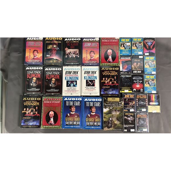 BOX OF ASSORTED STAR TREK CASSETTE AUDIO BOOKS & CASSETTE SOUNDTRACKS