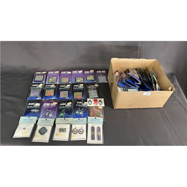 BOX OF ASSORTED STAR TREK JEWELRY, HOLOGRAM ITEMS & HIGH TECH WEAR JEWELRY
