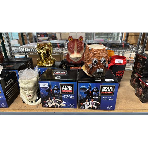 (5) STAR WARS FIGURAL MUGS & (3) TRAVEL MUGS