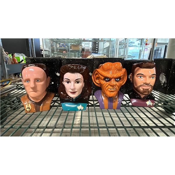 (4) "STAR TREK THE NEXT GENERATION" FIGURAL MUGS