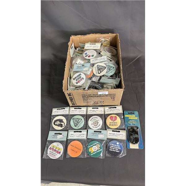BOX OF ASSORTED STAR TREK & OTHER BUTTON PINS