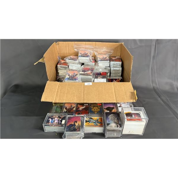 BOX OF ASSORTED COLLECTOR CARDS: TIM WHITE, BATTLEFIELD EARTH, ROCKY HORROR PICTURE SHOW & MORE