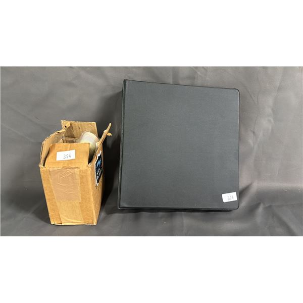 1 BINDER & 1 BOX OF ASSORTED STAR TREK POGS & TRADING CARDS