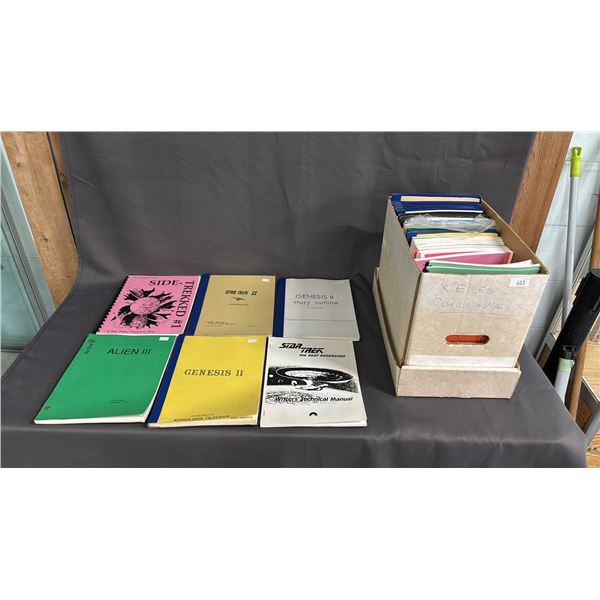 BOX OF ASSORTED STAR TREK WRITER'S GUIDES, SCRIPTS & FANZINES