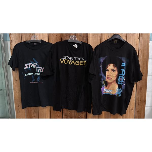 4 ASSORTED "STAR TREK" T-SHIRTS: ASSORTED SIZES & DESIGNS