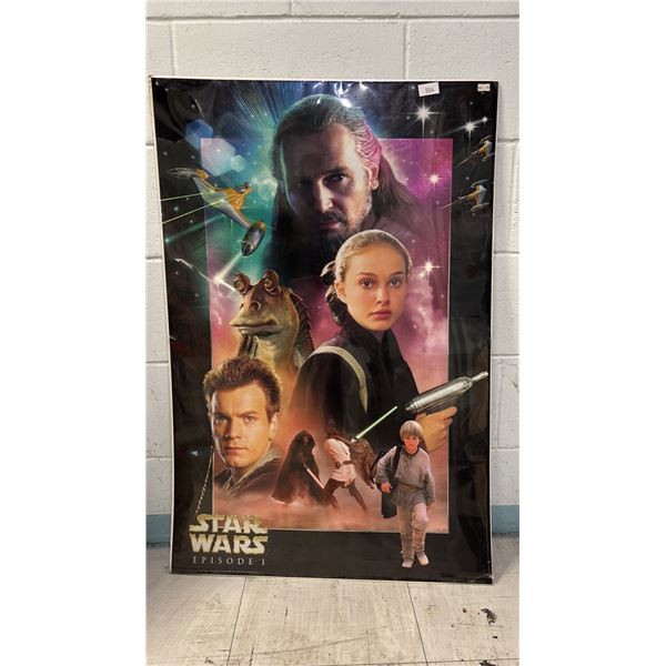 VINTAGE "STAR WARS EPISODE 1" HEROES CHROMED POSTER: 24" X 36" - LAMINATED ON CARDBOARD BACKING