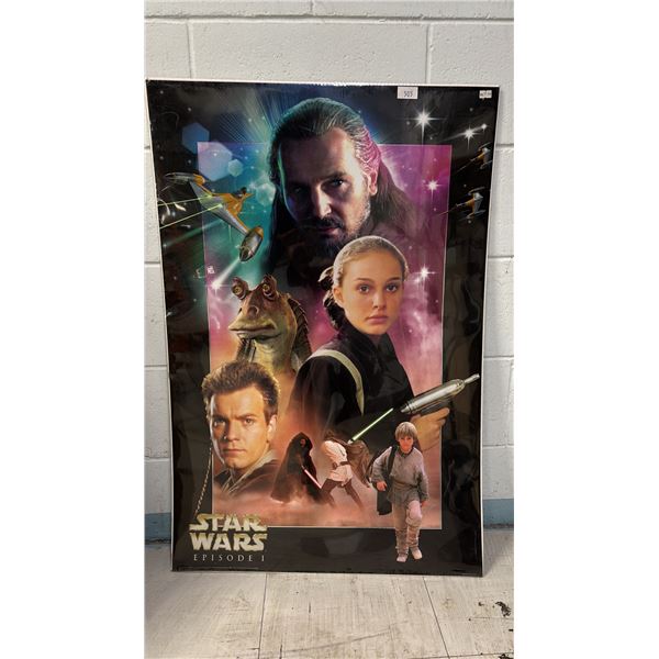 VINTAGE "STAR WARS EPISODE 1" HEROES CHROMED POSTER: 24" X 36" - LAMINATED ON CARDBOARD BACKING