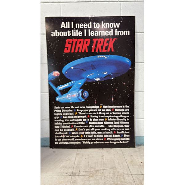1992 ALL I NEEDED TO KNOW ABOUT LIFE I LEARNED FROM STAR TREK 24" X 36" CARDBOARD POSTER