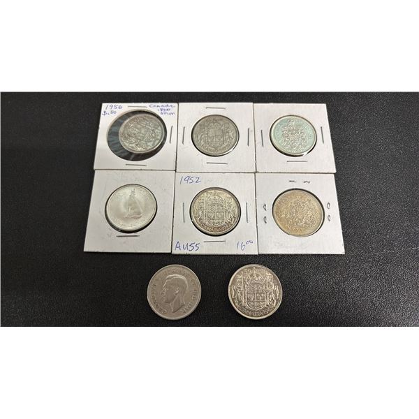 (8) ASSORTED CANADIAN SILVER HALF-DOLLARS
