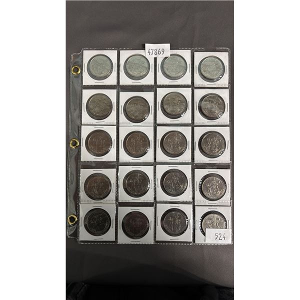 SLEEVE OF (20) 1984 CANADIAN JACQUES CARTIER DOLLARS