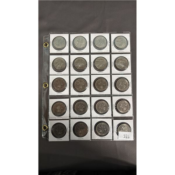 SLEEVE OF (20) 1971 CANADIAN BRITISH COLUMBIA CREST DOLLARS