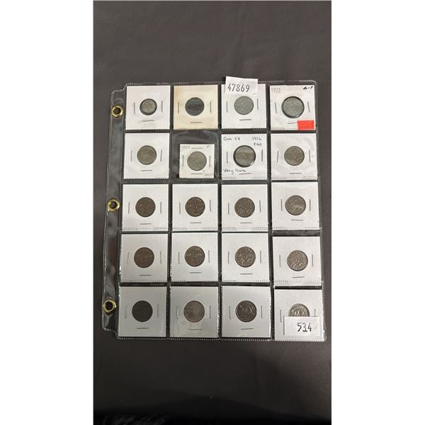SLEEVE OF (20) 1920 - 1939 CANADIAN NICKELS