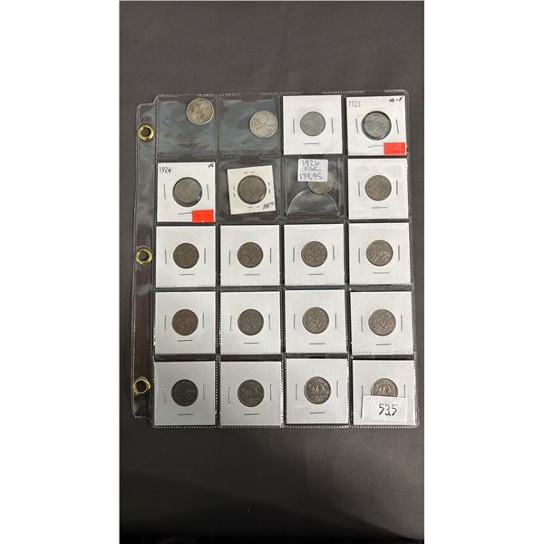 SLEEVE OF (18) 1922 - 1939 CANADIAN NICKELS