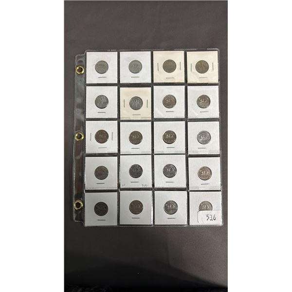 SLEEVE OF (20) 1940 - 1959 CANADIAN NICKELS