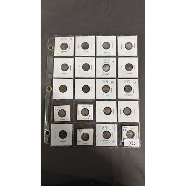 SLEEVE OF (20) 1910'S - 1920'S CANADIAN SILVER DIMES