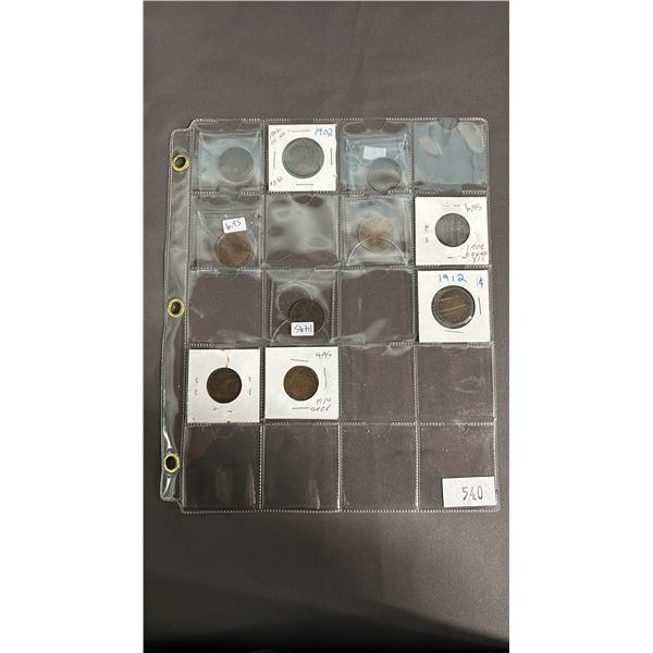 SLEEVE OF (10) 1900'S - 1910'S CANADIAN PENNIES