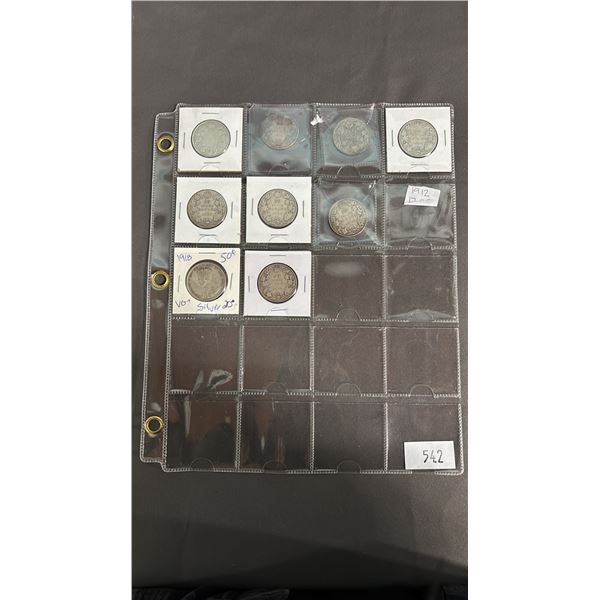 SLEEVE OF (9) 1900'S - 1910'S CANADIAN HALF-DOLLARS