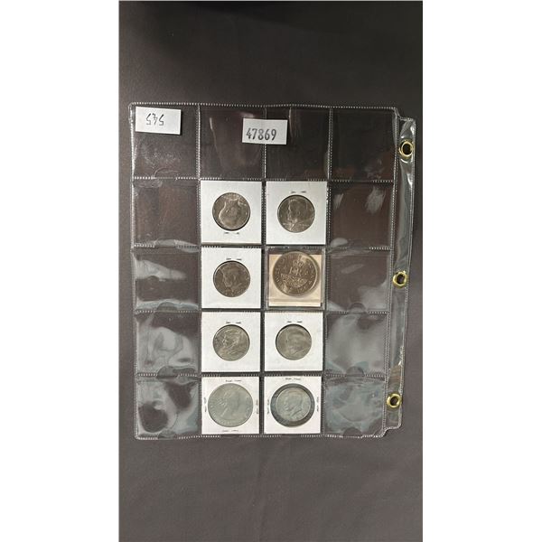 SLEEVE OF (8) UNITED STATES, NEW ZEALAND & CANADA SILVER HALF-DOLLARS