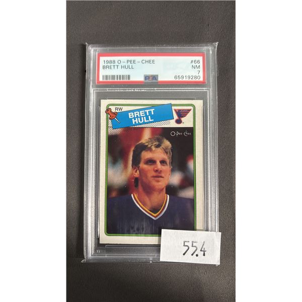 PSA 7 1988 O-PEE-CHEE  #66 BRETT HULL ROOKIE CARD