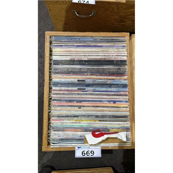 ROLLING BOX OF ASSORTED VINYL RECORDS