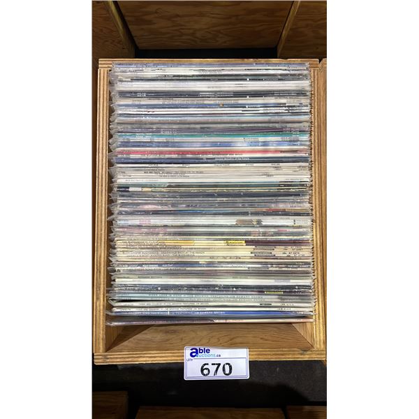 ROLLING BOX OF ASSORTED VINYL RECORDS